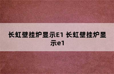 长虹壁挂炉显示E1 长虹壁挂炉显示e1